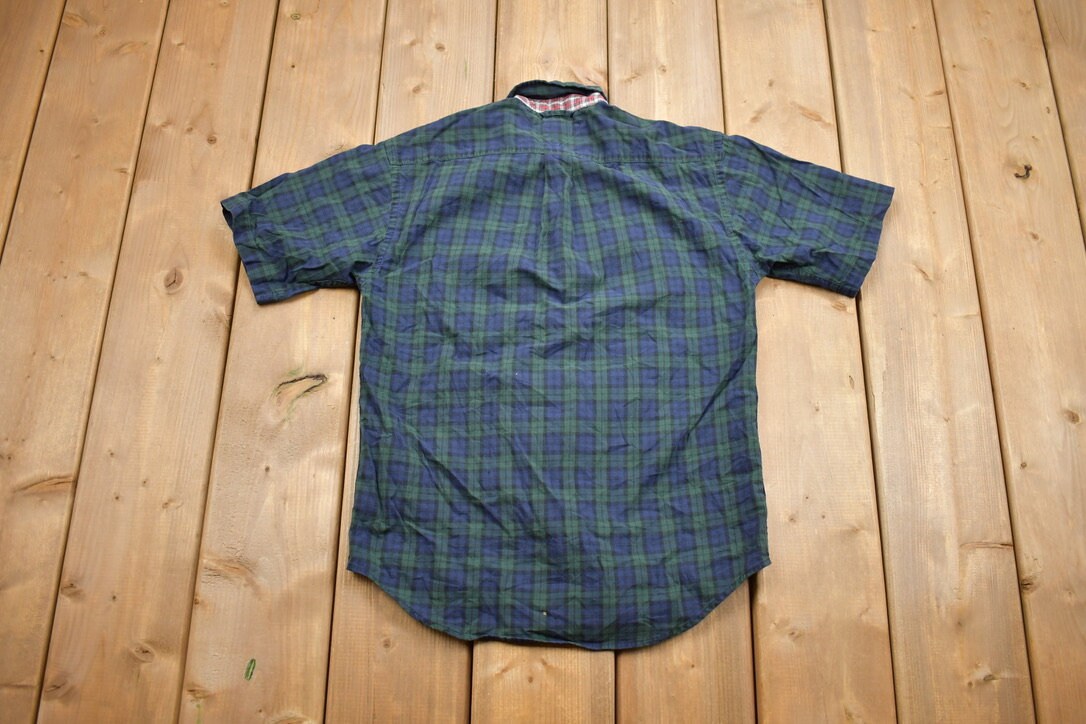 Vintage 1990s Tommy Hilfiger Plaid Short Sleeve Button Up Shirt