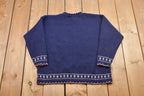 Vintage Plaid Moose Floral Knitted Sweater