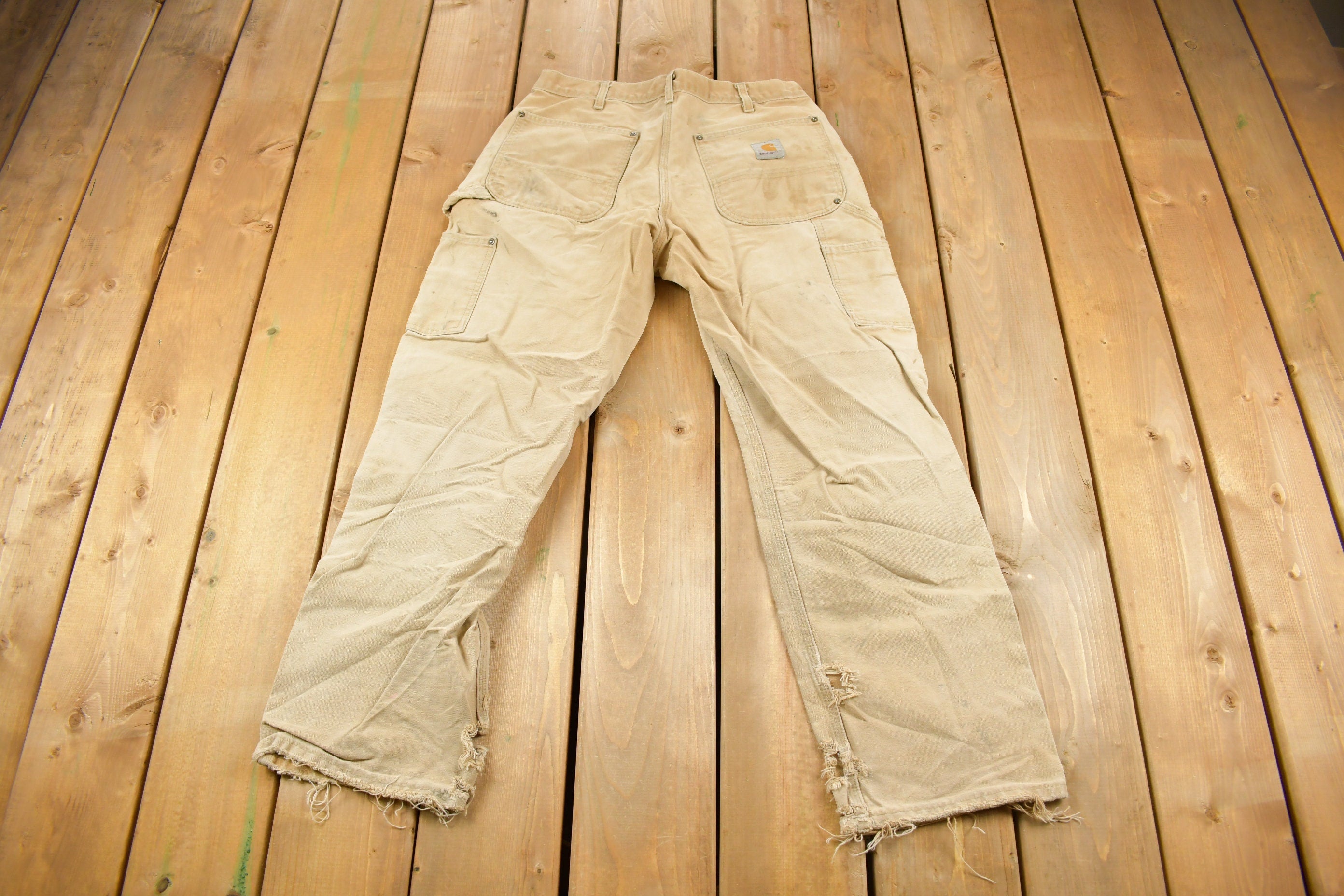 Vintage 1990s Carhartt Thrashed Double Knee Work Pants Size 30 x 26