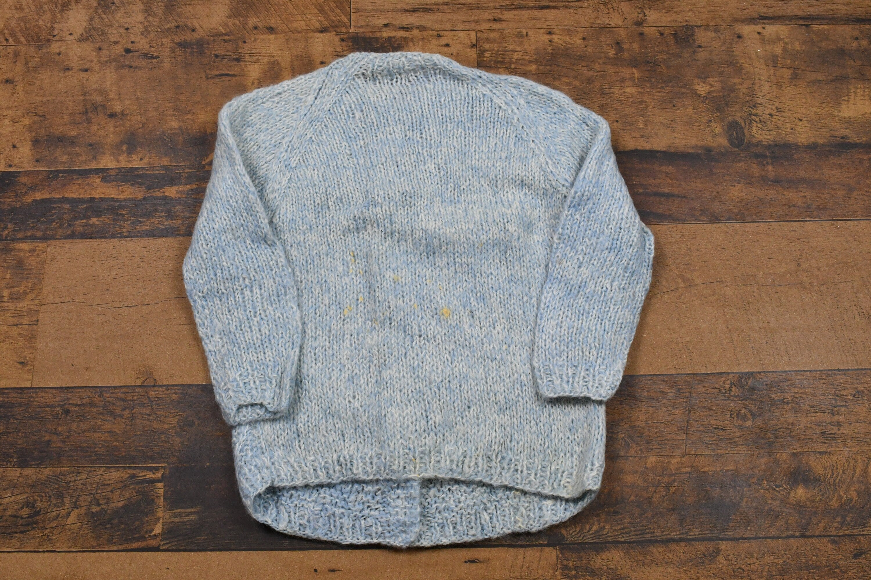 Vintage 1980s Mohair Wool Hand Knit Cardigan Sweater