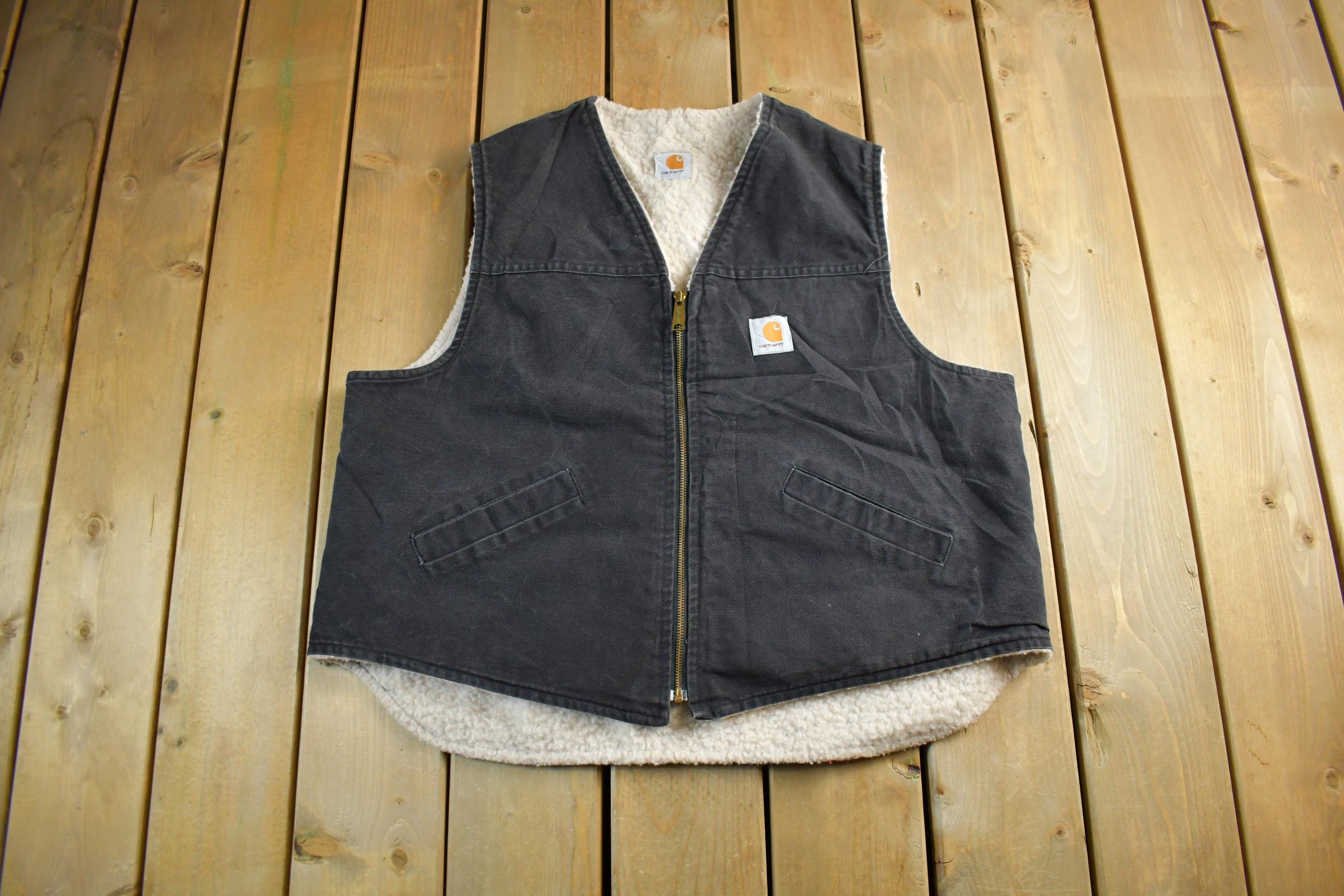 Vintage 1990s Carhartt Sherpa Lined Jacket Vest Mens XL