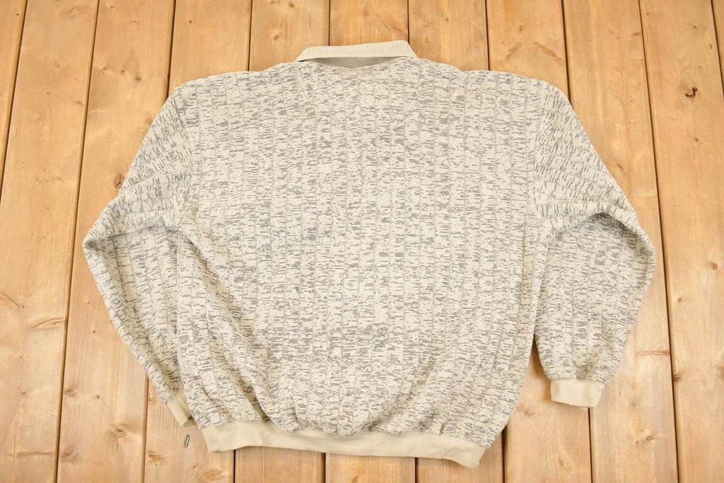 Vintage 1990s Safe Harbor Sportswear Quarter Button Knit Crewneck Sweater Men's L