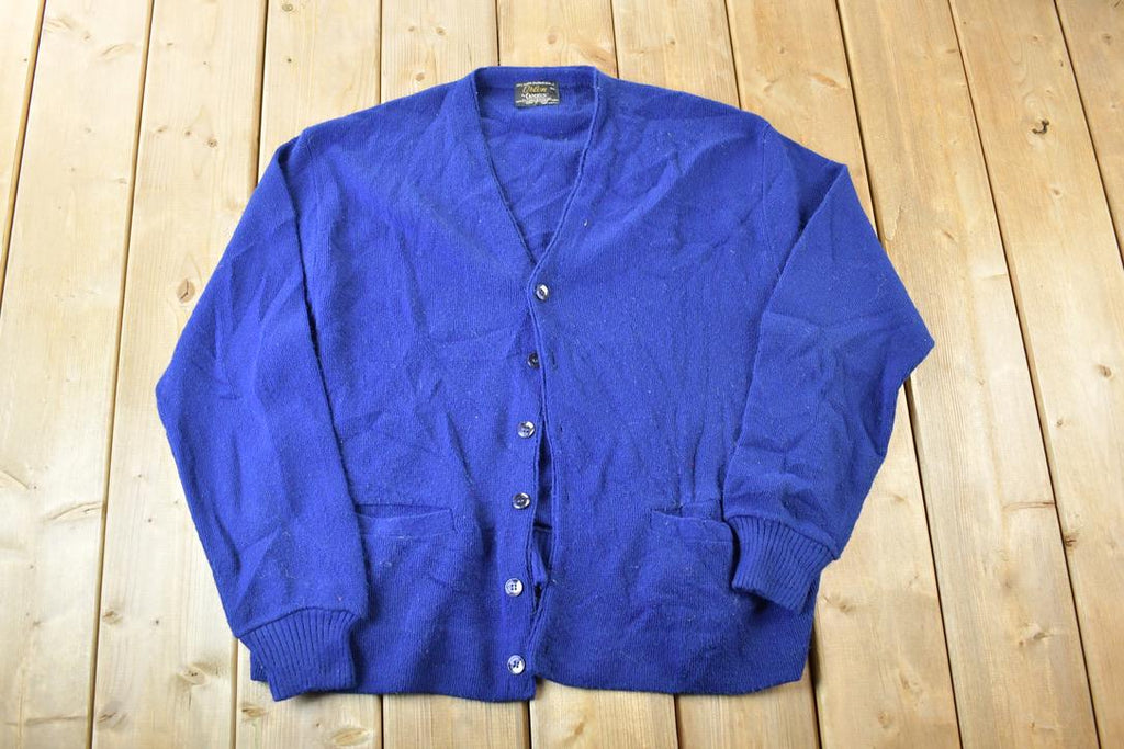 Vintage 1970s Orlon Camous Knit Perfect Mild Distress Cardigan Sweater Made In USA