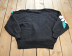 Vintage 1980s Jaclyn Smith Flower Theme Knit Cardigan Sweater Size L