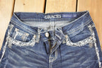 Vintage Deadstock Y2K Grace In LA Bedazzled Low Rise Jeans Women's Size 27 x 32