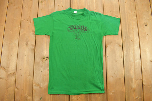 Vintage 1980s Bilbos Tree Graphic Souvenir T Shirt / 80s Shirt / Single Stitch / Green / Irish