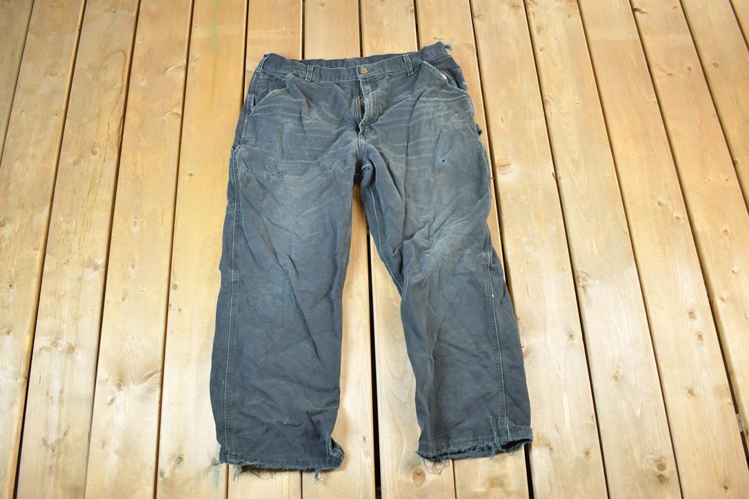 Vintage 1990s Carhartt Black Denim Work Jeans Size 38 x 32
