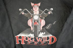 Vintage 1990s Hog Wild Piggy Motorcycle Souvenir Collared Crewneck Sweatshirt Womens L  90s Crewneck  Travel Vacation Sweater