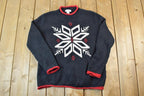 Vintage 1990s Jones New York Snowflake Knit Crewneck Sweater