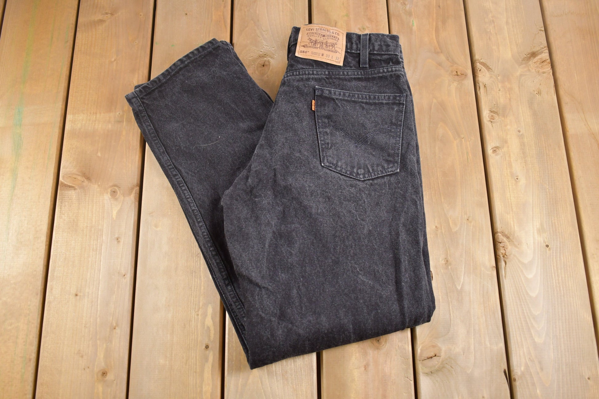 Vintage 1980s Levi's 550 Orange Tab Black Denim Jeans Size 30 x 31