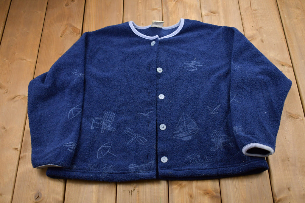 Vintage 1990s Fleece Cardigan Sweater
