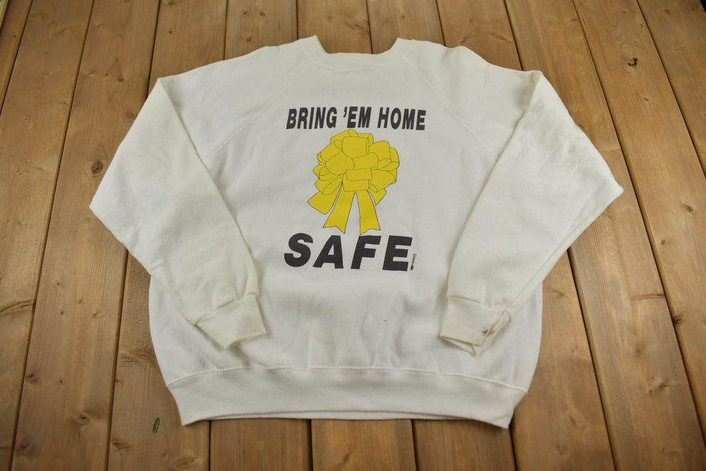 Vintage 1991 Dessert Storm: Bless Our Troops Crewneck Sweatshirt Made In USA