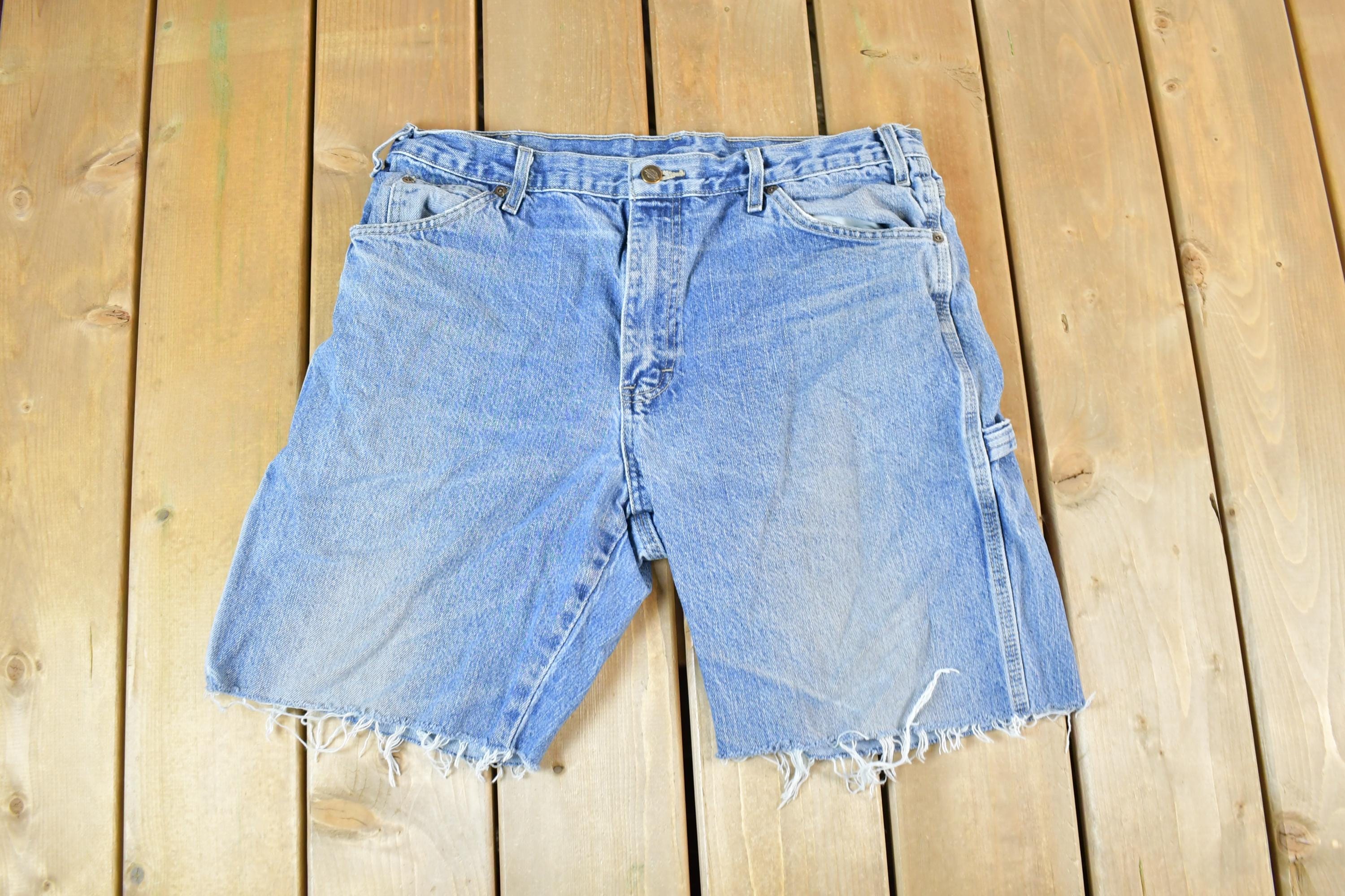 Vintage 1990s Dickies Denim Jean Shorts Size 36 x 9  90s Shorts  Streetwear Fashion  Bottoms  Light Wash  Vintage Jeans
