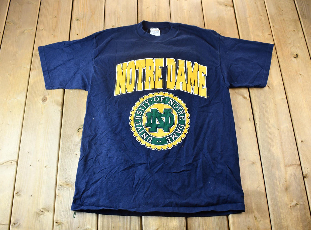 Vintage 1990s University of Notre Dame Collegiate Graphic T-Shirt  Made In USA  Notre Dame Fightin' Irish  American Vintage