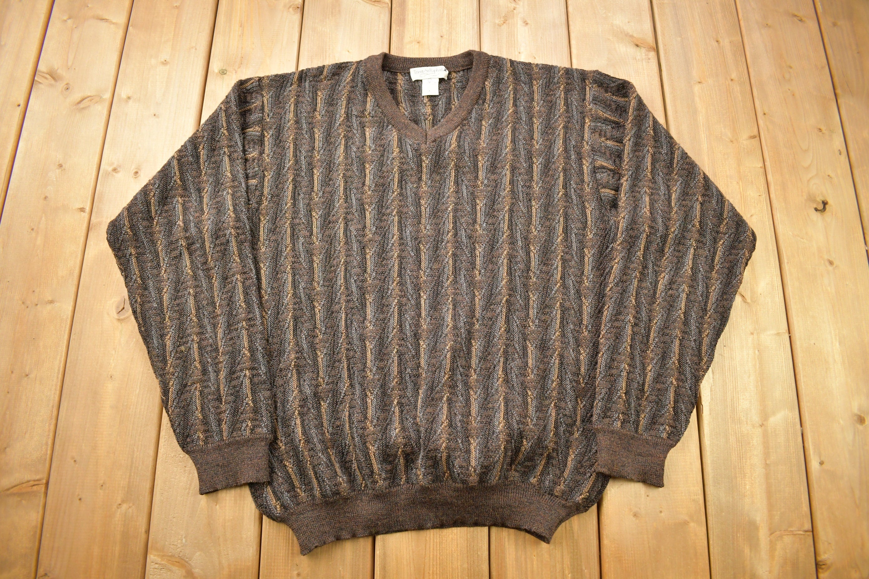 Vintage 1990s Tricots St. Raphael's Pure Merino Wool Knitted Sweater