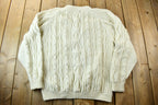 Vintage 1970s Hand Knit Cable Knit Crewneck Sweater
