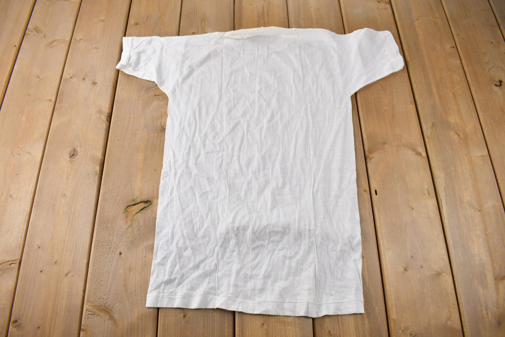 Vintage 1990s Single Stitch Blank White T Shirt Size Small