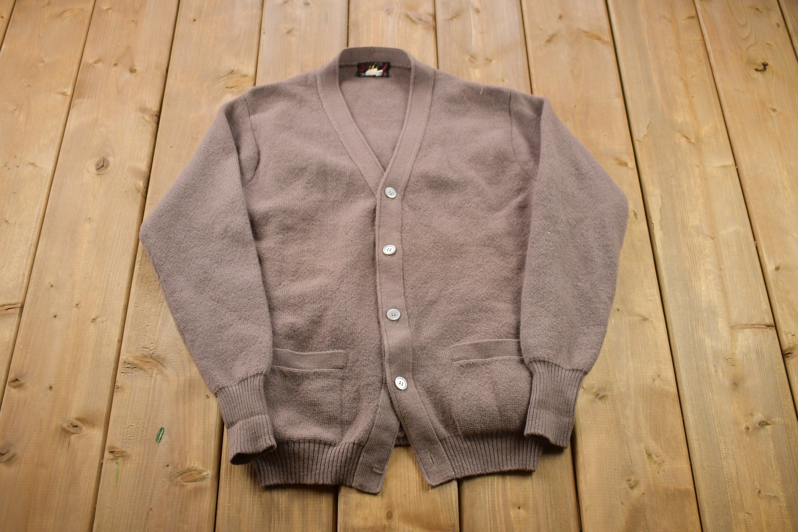 Vintage 1990s Brown Knitted Cardigan Sweater