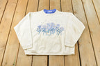 Vintage 1990s Morning Sun Petite Cute Floral Double Collar Crewneck Sweatshirt Women's S / 90s Crewneck / Grandma Sweater / Streetwear