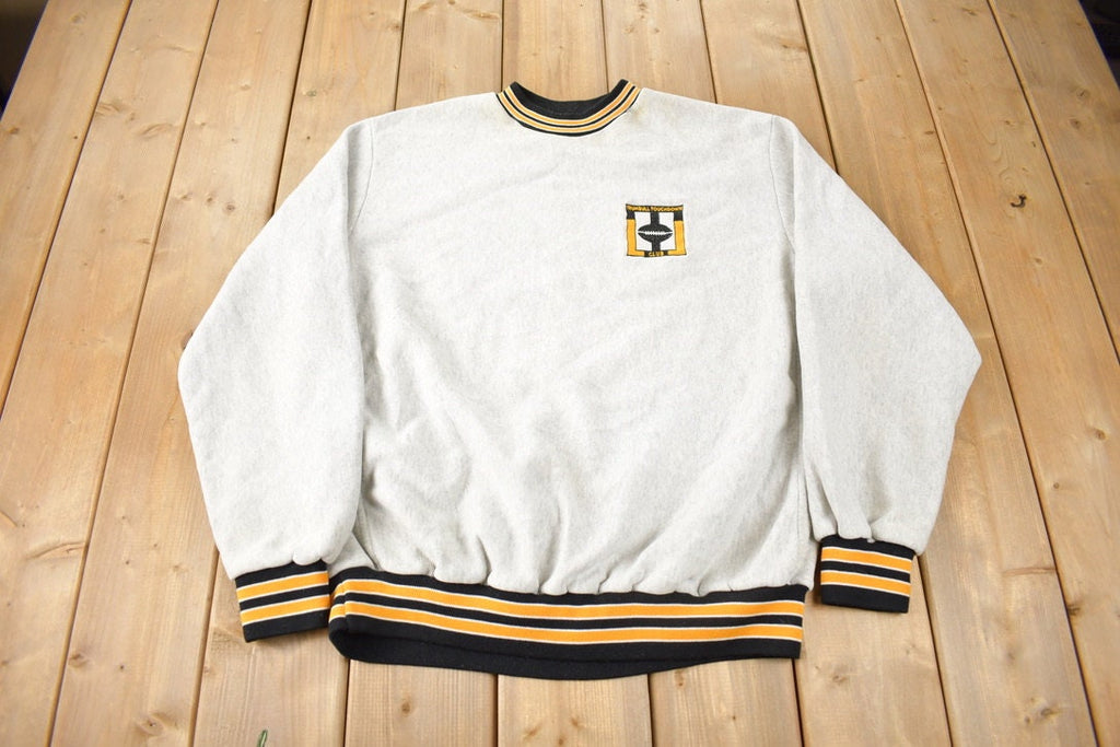 Vintage 1990s TRUMBULL TOUCHDOWN Club Embroidered Crewneck Sweatshirt Made In USA