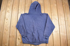 Vintage 1980s Russell Blank Navy Blue Zip-Up Hoodie