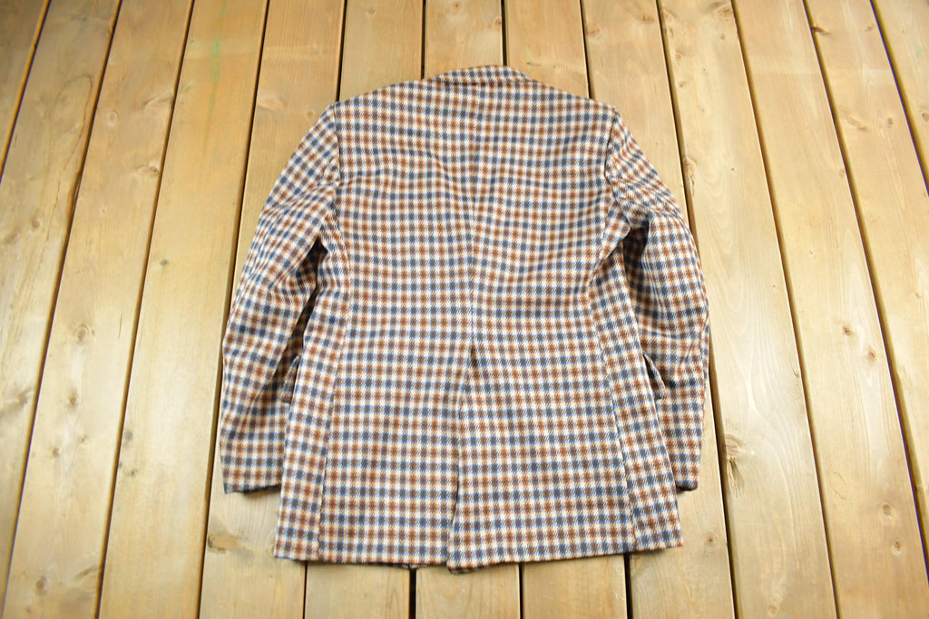 Vintage 1970s Towncraft Wool Plaid Blazer Jacket Men's S-M