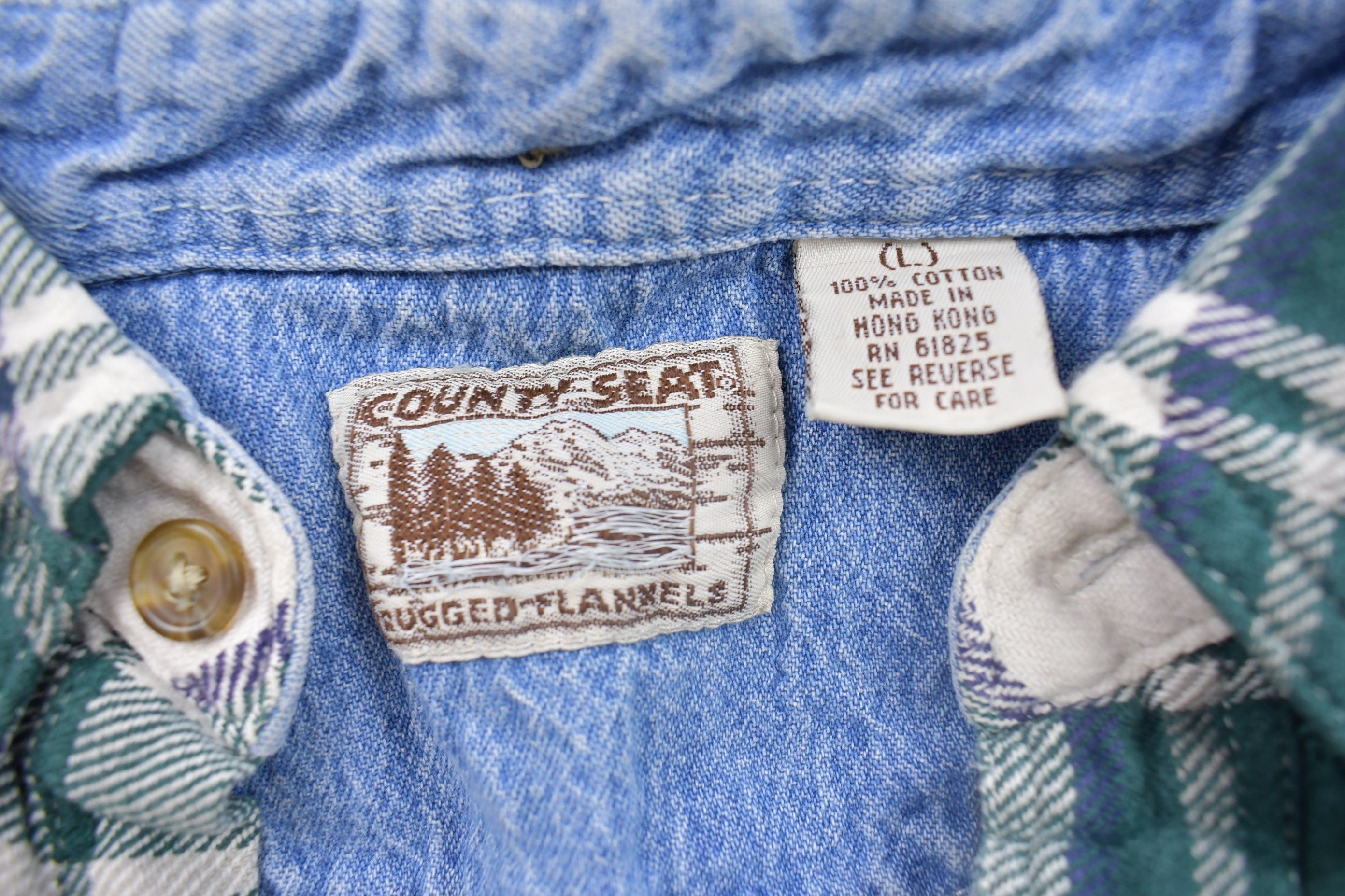 Vintage 1990s County Seat Plaid Button Up Shirt