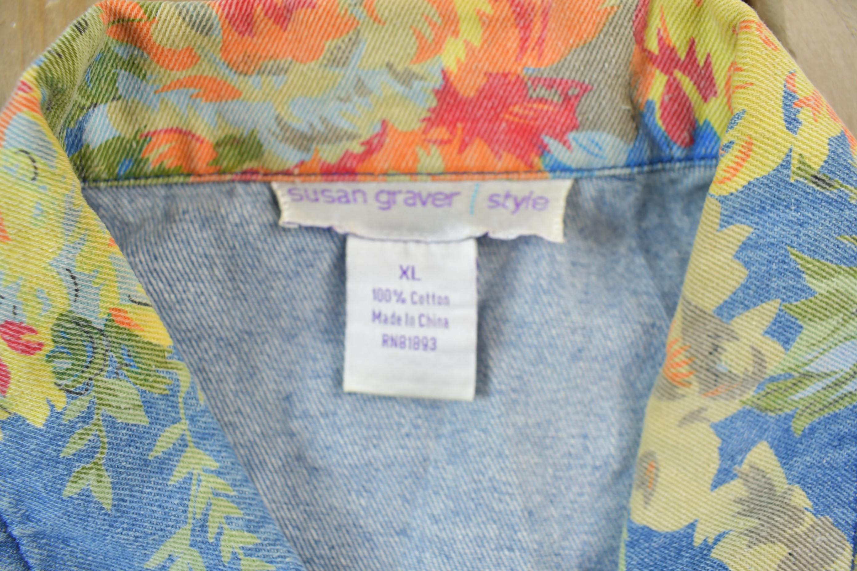 Vintage 1990s Floral Denim Jean Jacket