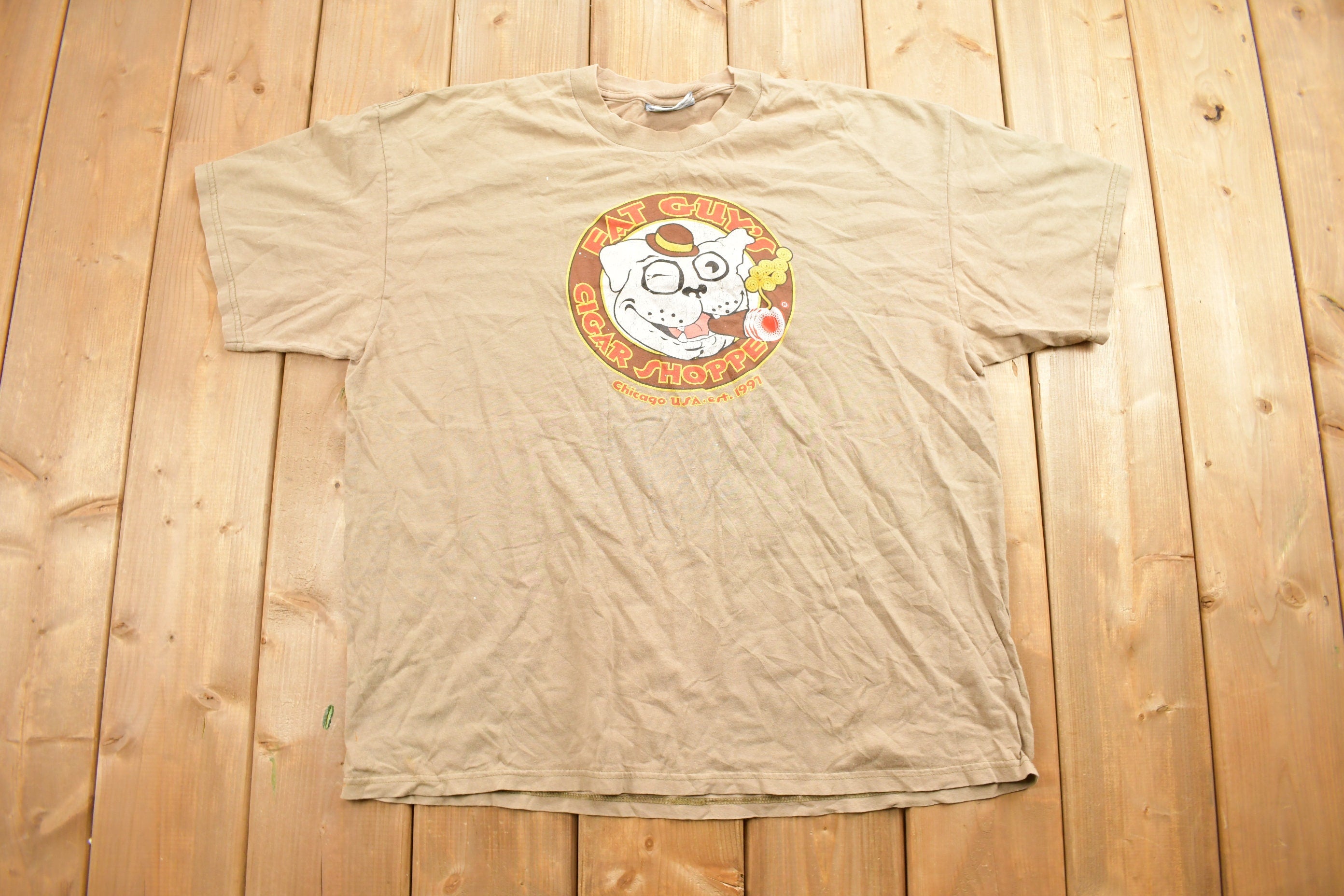 Vintage 1990s Fat Guy Cigar Shoppe Novelty T-Shirt