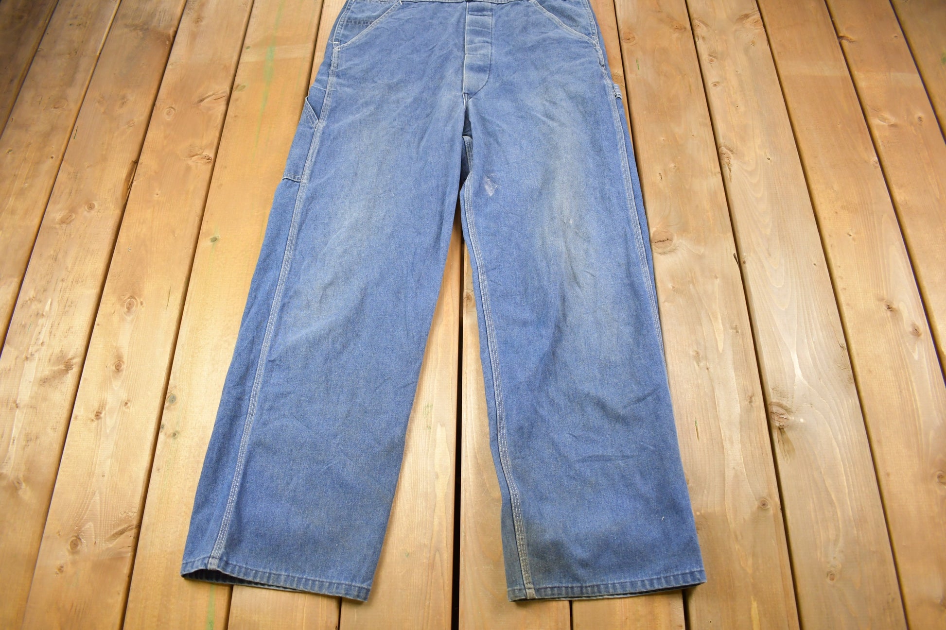Vintage 1970s Sears Union Made Blue Denim Jean Overalls Size 36 x 29