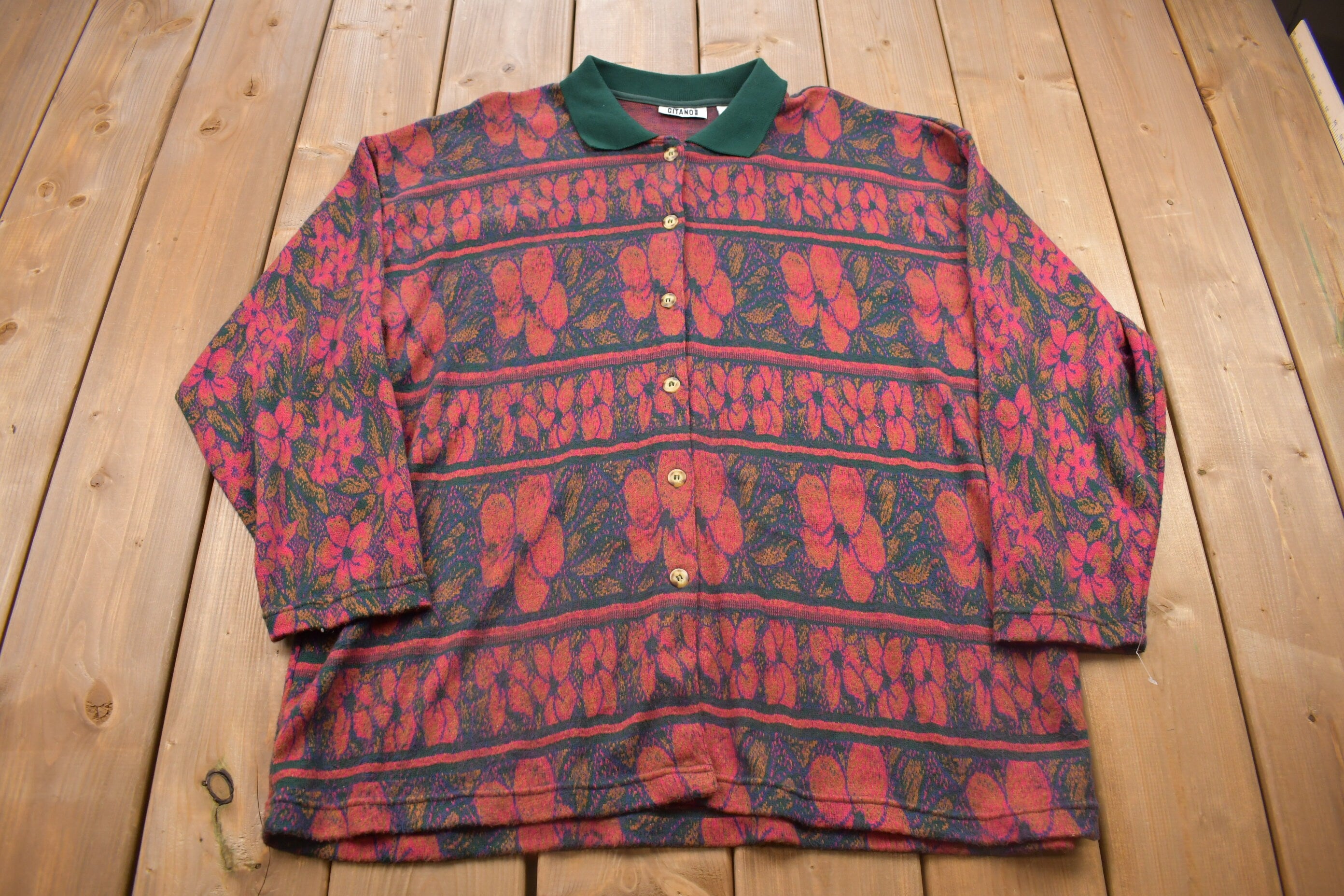 Vintage 1990s Gitano Floral Button Up Sweatshirt