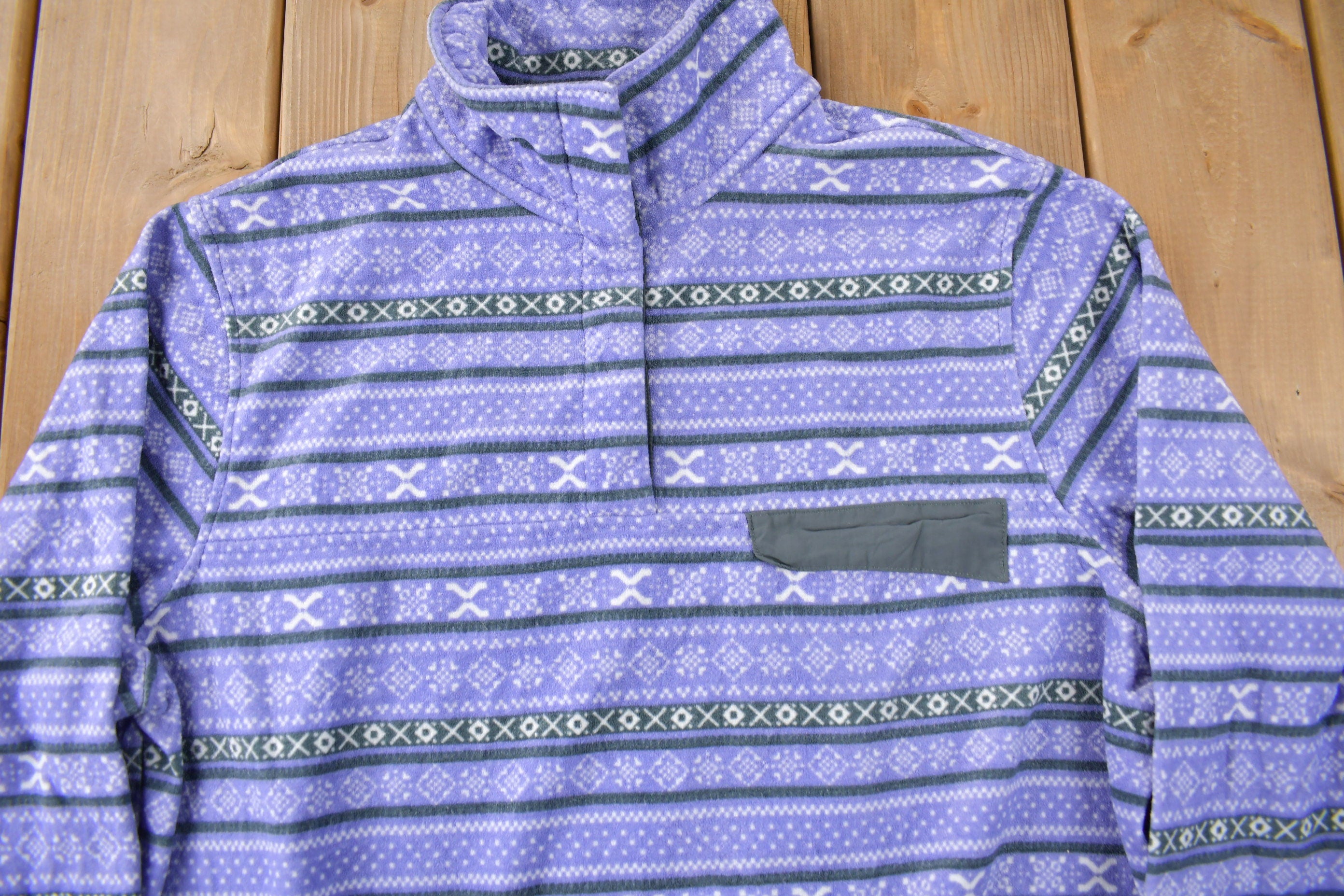 Vintage 1990s JACHS All Over Print T-Snap Fleece Sweater Size XL Women's