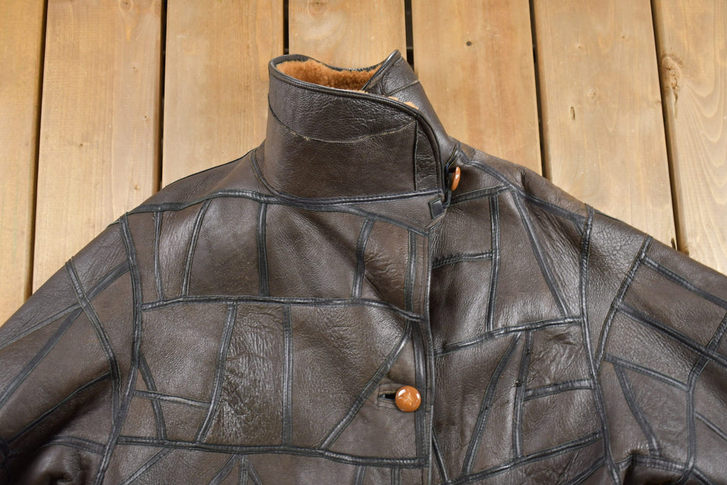 Vintage 1980s Fur Lined Patchwork Leather Jacket