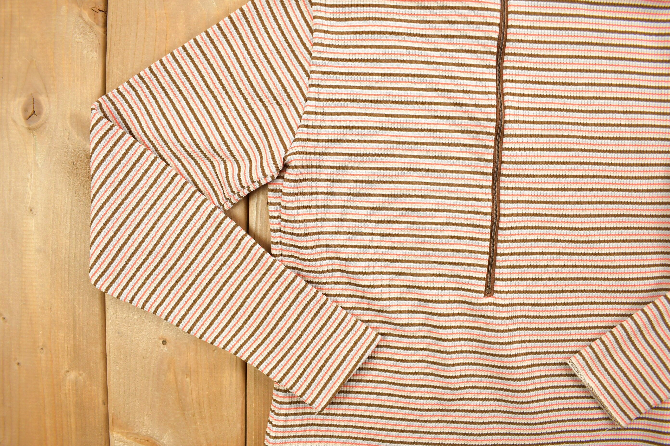 Vintage 1990s Sport Quarter Zip- Striped Sweater