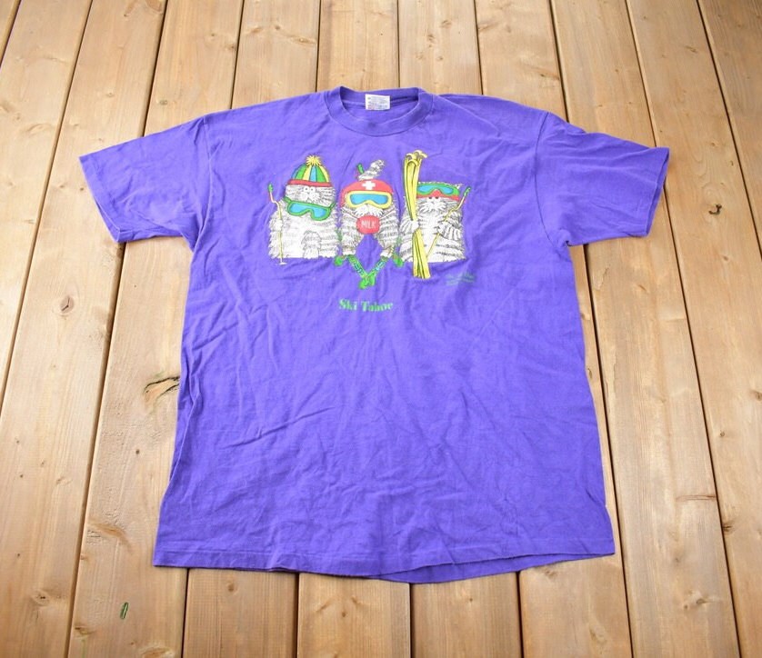 Vintage 1990s Ski Tahoe Travel T Shirt Made In USA Size XL