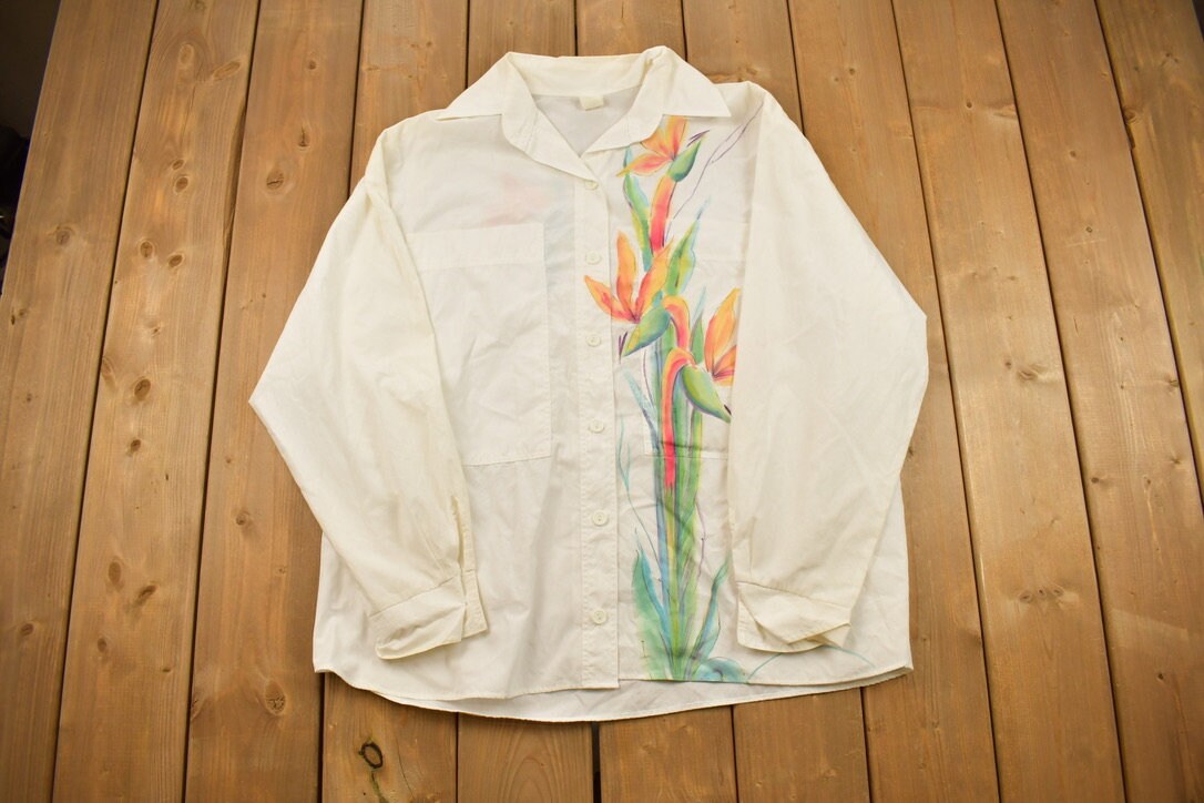Vintage 1990s Abstract Flower Button Up Shirt