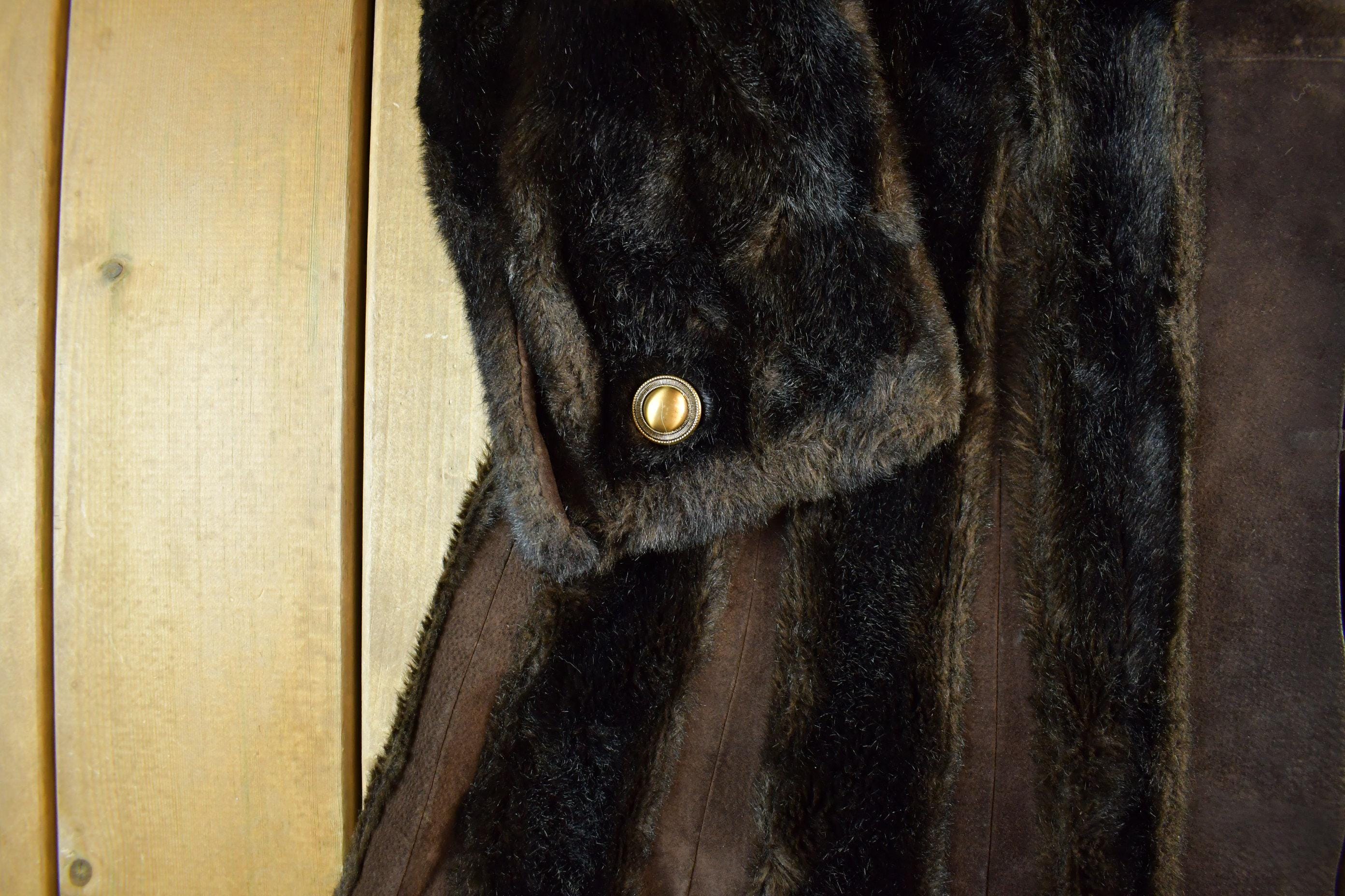 Vintage 1970s Rosewin Faux Fur Leather Coat Women's M-L