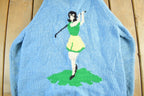 Vintage 1950s Hand Knit Golf Knit Cardigan Sweater Women's M-L