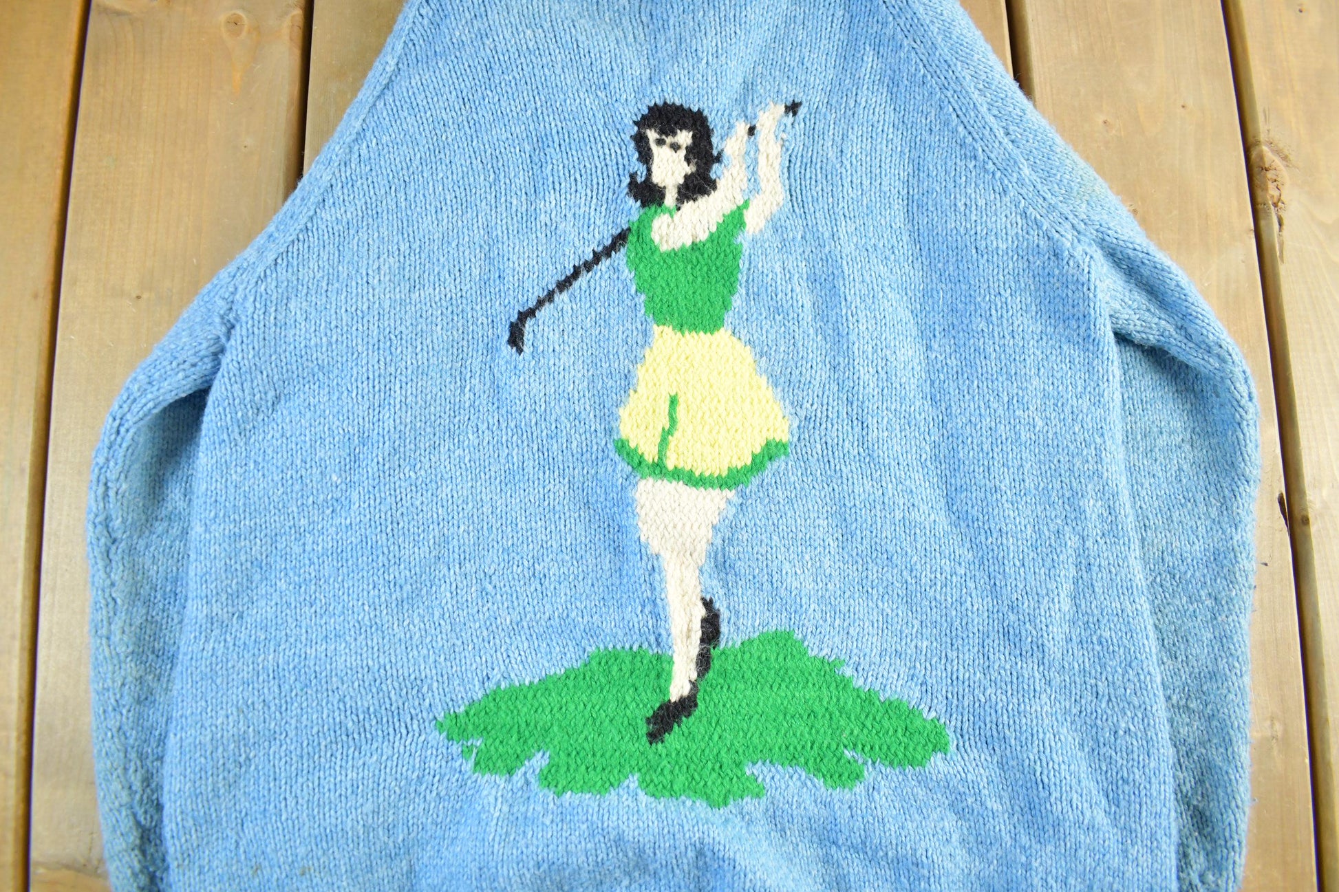 Vintage 1950s Hand Knit Golf Knit Cardigan Sweater Women's M-L