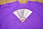 Vintage 1980s Asian Hand Fan Embroidered Graphic Raglan Cut Crewneck Sweater