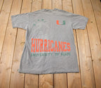 Vintage 1990s University Of Miami Hurricanes Collegiate Graphic T-Shirt Size XL