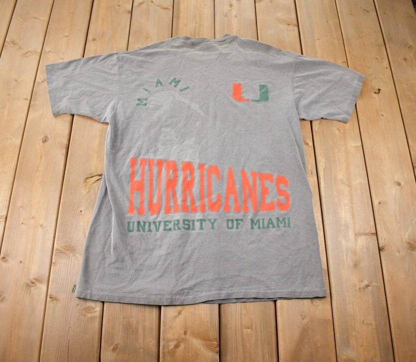 Vintage 1990s University Of Miami Hurricanes Collegiate Graphic T-Shirt Size XL
