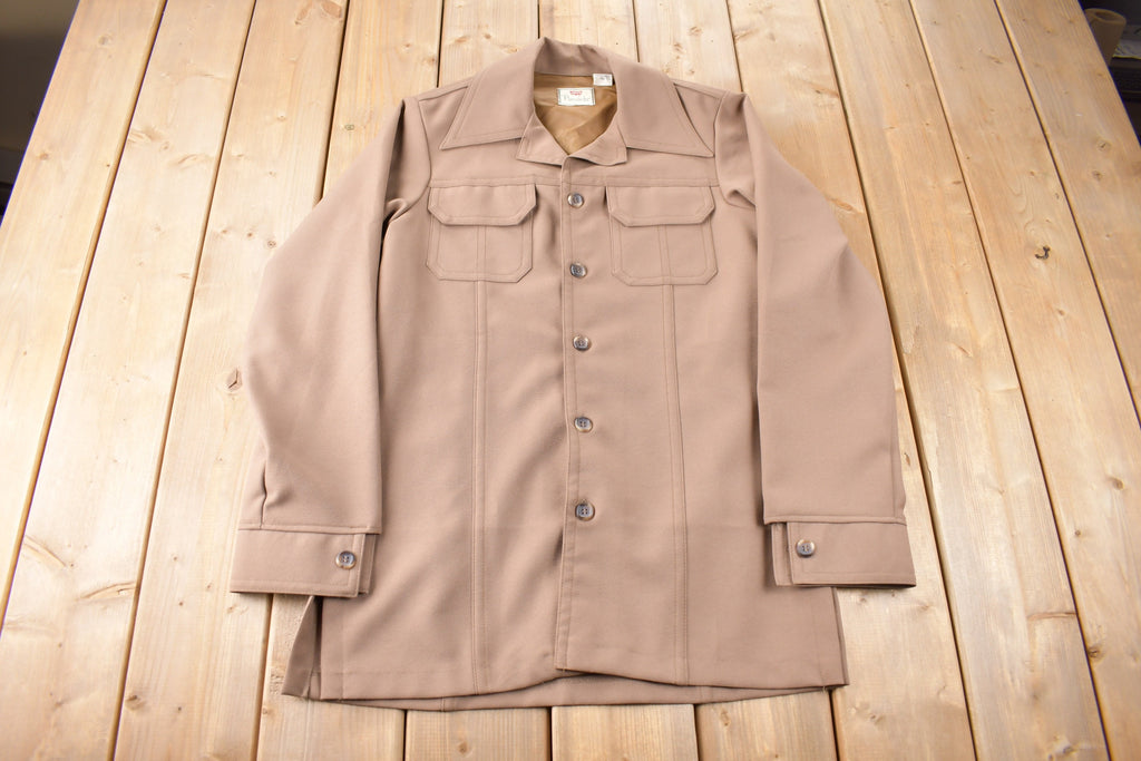 Vintage 1970s Levi's Panatela Tops Beige Western Style Button Up Shirt Made in USA Size L