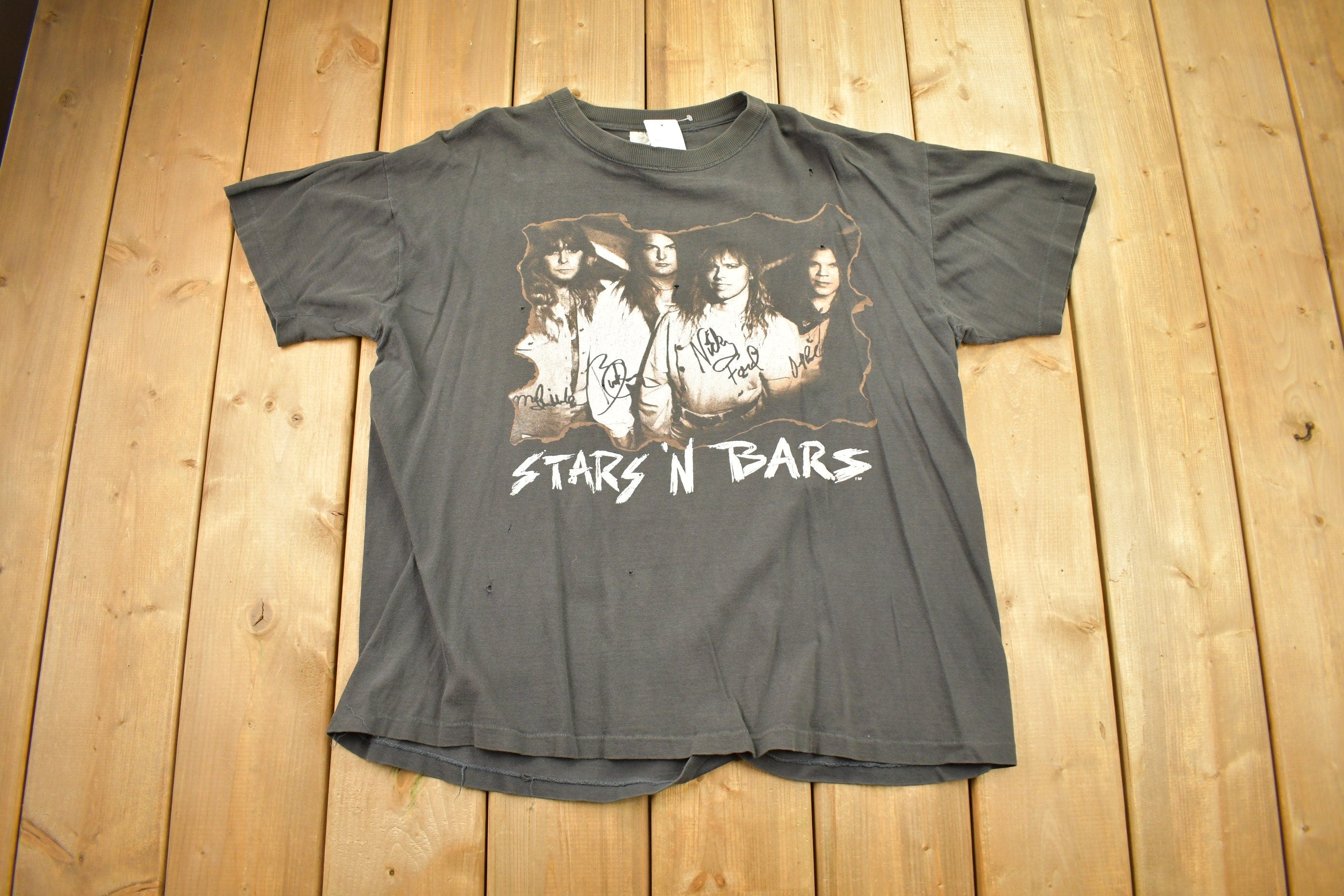 Vintage 1990s Stars N Bars Rebel Metal Graphic T Shirt