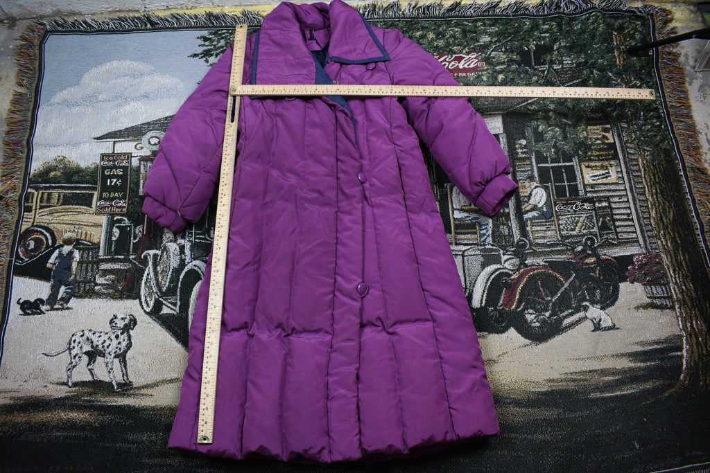 Vintage 1990s Purple Full Length Down Fill Puffer Jacket