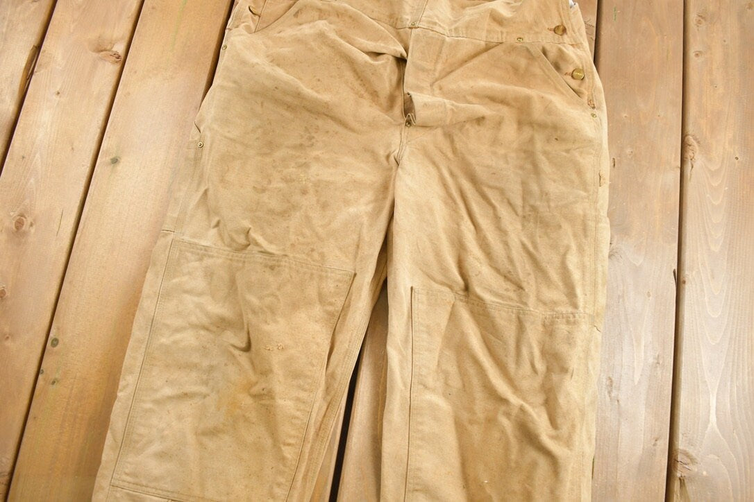 Vintage 1980s Carhartt Beige Canvas Double Knee Overalls / Utility Overalls / Vintage Workwear / Union Made In USA / Coveralls