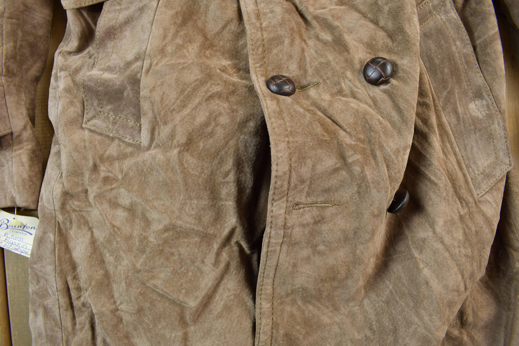 Vintage 1990s Rice ID Suede Leather Full Length Jacket