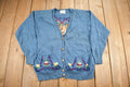 Vintage 1993 Susan Bristol Floral Embroidered Knit Cardigan