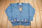 Vintage 1993 Susan Bristol Floral Embroidered Knit Cardigan