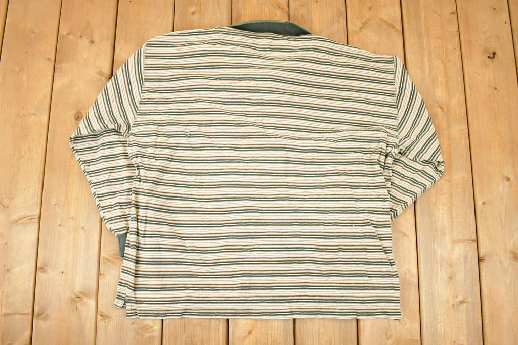 Vintage 1990s Rue Quarter Zip Striped Knit Sweater Women's L